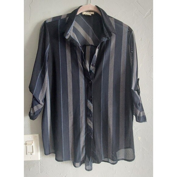 Love Potion Tops Button Down,Polyester, Spandex 3/4 Sleeve,18 Inch Of Armp To... - Picture 1 of 8